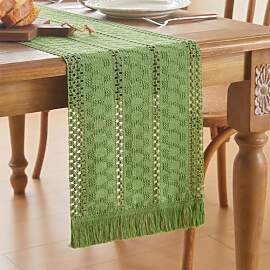 GUJOXILA Boho Tischläufer Grün 30 x 122cm