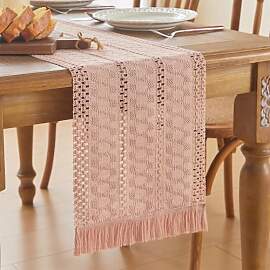 GUJOXILA Boho Tischläufer Rosa 30 x 122cm