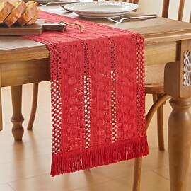 GUJOXILA Boho Tischläufer Rot 30 x 91cm