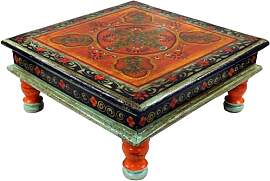 GURU SHOP Bemalter Kleiner Tisch, Minitisch,