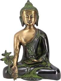 GURU SHOP Buddha Statue aus Messing Medizin Buddha 