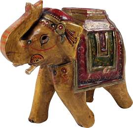 GURU SHOP Deko Elefant aus Indien, Bemalter