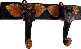 GURU SHOP Doppel Wandhaken Elefant aus Holz,