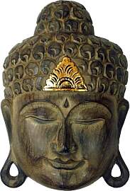 GURU SHOP Geschnitzte Buddha Maske mit