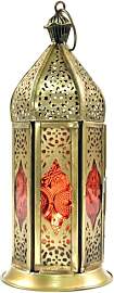 GURU SHOP Orientalische Metall/Glas Laterne in