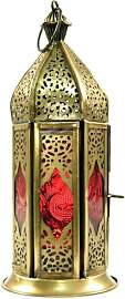 GURU SHOP Orientalische Metall/Glas Laterne in