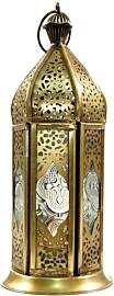 GURU SHOP Orientalische Metall/Glas Laterne in