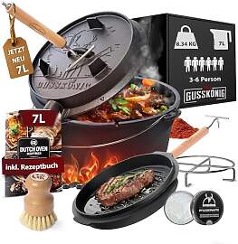 GUSSKÖNIG Dutch Oven Set-Eingebrannter Dutch Oven 