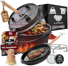 GUSSKÖNIG Dutch Oven Set-Eingebrannter Dutch Oven 