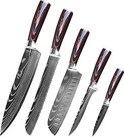 Gustrug Messerset 5-tlg Küchenmesser Set mit