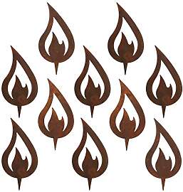 GWHOLE 10 Stück Flamme Edelrost Rost deko für