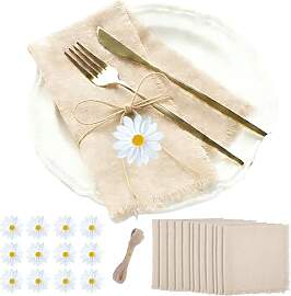 GYHWOFUL 12 Stück Stoffservietten Beige