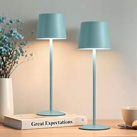 GyroVu Kabellose 2 Stück LED Tischlampe Blau,