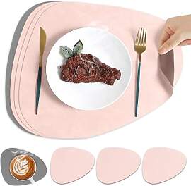HAGOT 4PCS Tischsets Leder und Untersetzer,