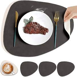 HAGOT 4PCS Tischsets Leder und Untersetzer,
