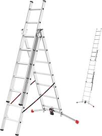 Hailo Leiter 3x7 Sprossen, 3-teilige