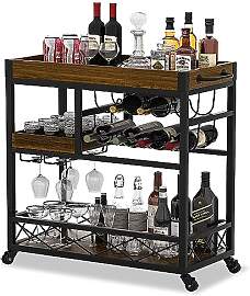 haiorjun Servierwagen Bar mit Rollen, Mobiler