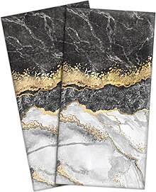 HAISUKA Schwarz-Gold-Marmor-Handtücher für