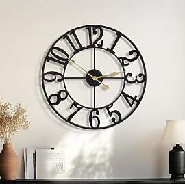HAITANG Große Modern Wanduhr Wohnzimmer, Schwarz