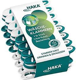 HAKA Wäscheklammern, 16 Stück, stabil &