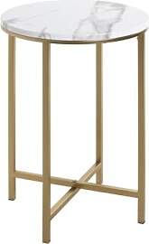 HAKU Beistelltisch rund Gold marmoroptik MDF