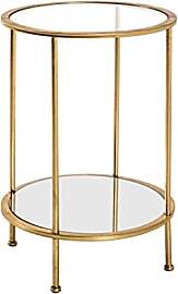 HAKU Beistelltisch rund Gold Metall Couchtisch mit 