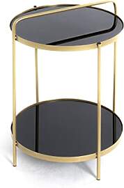 HAKU Couchtisch rund Beistelltisch mit Glasplatte