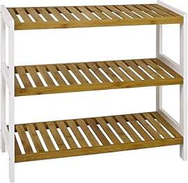 HAKU Schuhregal Bambus und MDF Rahmen weiß
