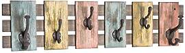 HAKU Wandgarderobe bunt, Vintage, Massivholz,