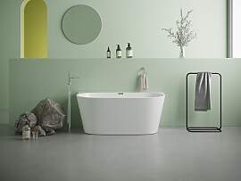 Halb freistehende Badewanne 130 x 71,5 x 58 cm