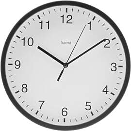 Hama Wanduhr Elba, Ø 25 cm, ohne Ticken, Schwarz