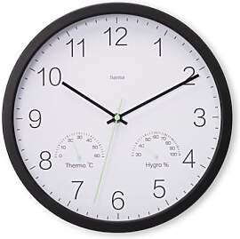 Hama Wanduhr Santorini, ohne Ticken, m. Thermo- u. 