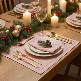 Handgefertigte Platzsets, 6er Set Rosa Tischsets