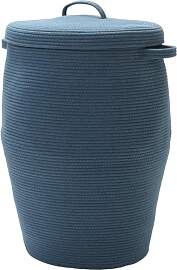 Handgefertigter hoher Baumwollseilkorb mit Deckel, 