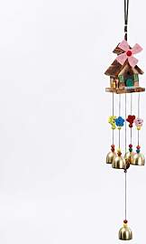 Handgemachtes Windspiel Holz mit Haus &
