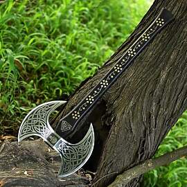 Handmade Axe with 20 Inches Engraved Ash Handle