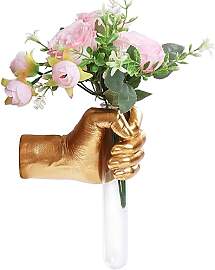 Handwandvase, goldene Handskulptur für kinetische 