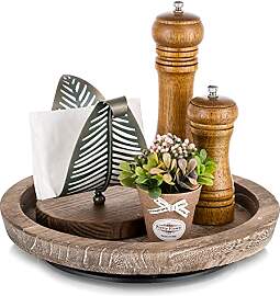 Hanobe Drehteller Holz Tablett Dekotablett: Rund