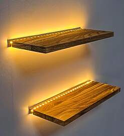HanYun 2 Stück Wandregal Floating mit LED