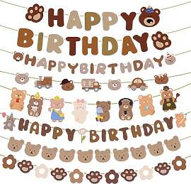 Happy Birthday Girlande Bären, 6 Stück Bär