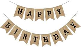 Happy Birthday Girlande Banner Leinen, Vintage