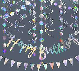 Happy Birthday Girlande Irisierende Gburtstag Deko 