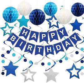 Happy Birthday Girlande Marineblaue,Deko