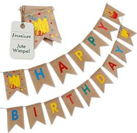 Happy Birthday Girlande Stoff – Jute Leinen