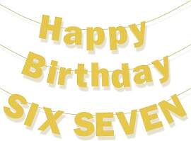„Happy Birthday Six Seven“-Banner, goldener