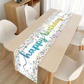 Happy Birthday Tischläufer in Weiß - Bunte