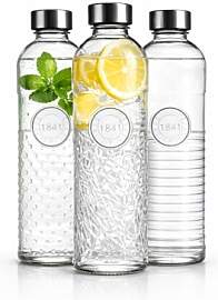happyTeri Glas Wasserflasche 1L - Luftdichte