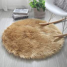 HARESLE Runder Kunstfell Teppich, Super