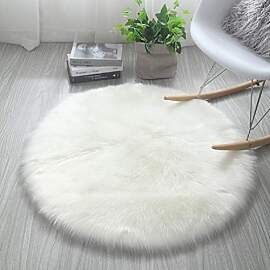 HARESLE Runder Lammfell Teppich, Flauschiger