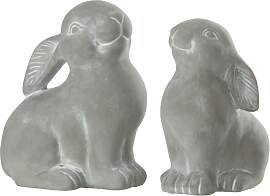 Hasen Figuren aus Zement grau 2er Set